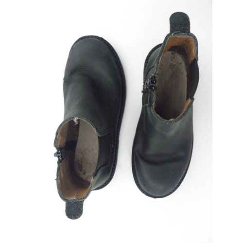 Bottines Garçon Cuir Noir, Dégriffé, T.32, Élastique+Fermeture Éclair