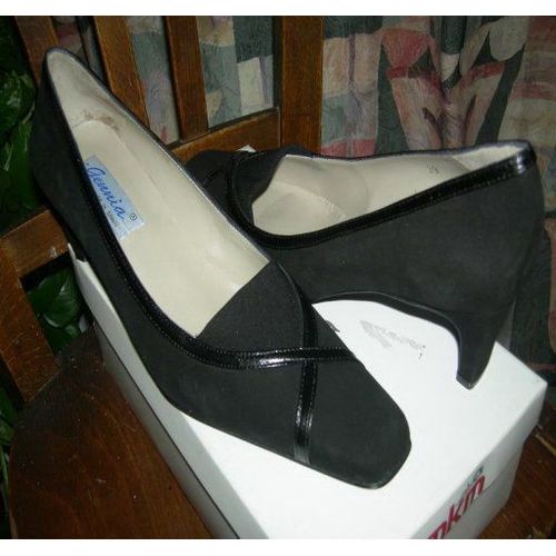 Escarpins Cuir Et Nubuck, Noir,P39 Et 41,Neuf