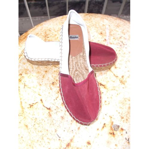 Espadrilles Bata Blanc Cassé Et Bordeaux P38