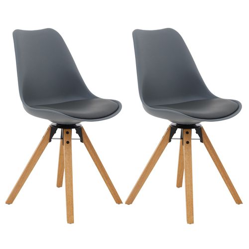 Lot De 2 Chaises De Salle ? Manger Bolivia Pivotantes Style Scandinave Design Nordique Pieds En Bois Massif, Si?Ge En Plastique Gris
