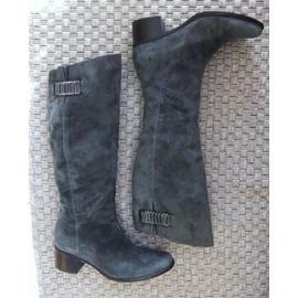 Bottes Femme Taille 38 Daim Gris Doubl es Cuir Talons Avec