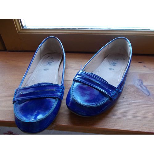 Mocassins Vernis C M 37 Bleu Vif