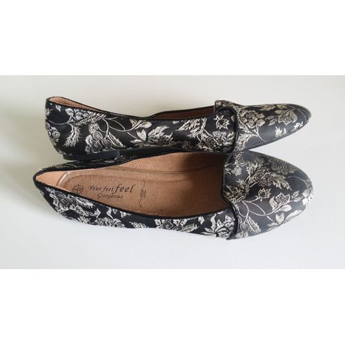 Ballerines Taille 42 Neulook Your Feet Feel Gorgeous Grises Et Noires Motif Fleurs Neuves - 42 1/3