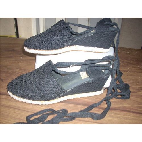 Espadrilles Dentelle Noire Talon Compensé P 37