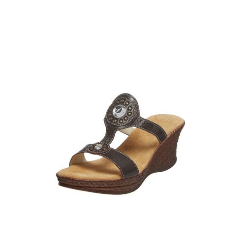 Andrea Conti - Mules Compensées En Cuir Chocolat Marron T38
