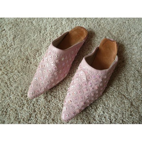 Babouches Roses En Cuir Avec Brillants - 34