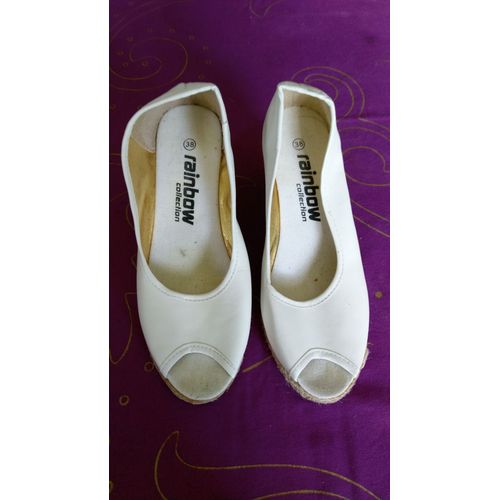 Ballerines Blanches A Bout Ouverts - Rainbow Collection - 38