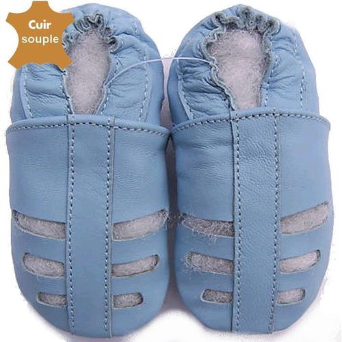 Chaussons Cuir Souple Ajourés 0-6 Mois Neufs