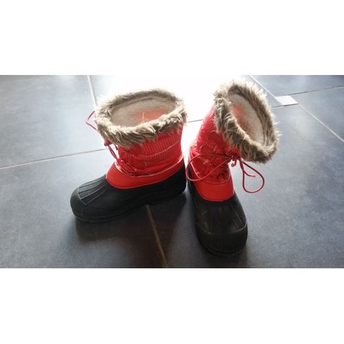 Bottes Après-Ski 29/30 Rouge Avec Petits Pois Blancs Et Lacet Argenté
