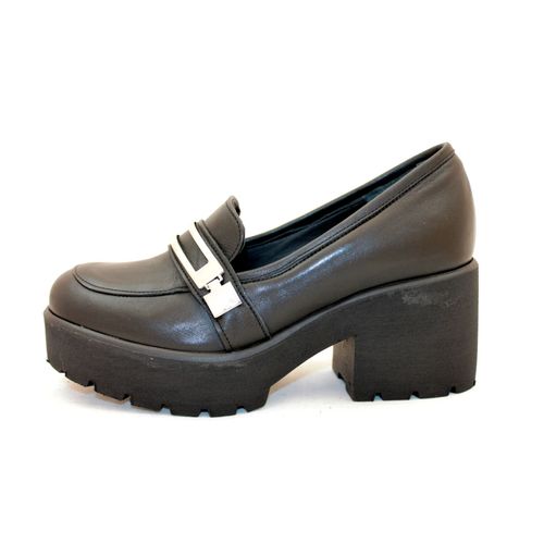 Giancarlo Paoli  Escarpin Mocassin Loafer Compensé Plateforme En Cuir Noir Pointure 38