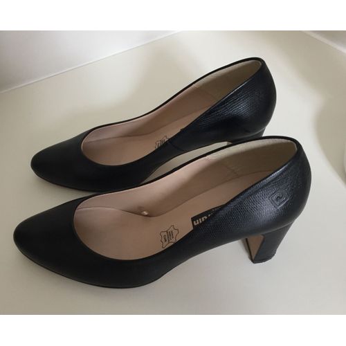 Escarpins Pierre Cardin 38 Noir En Cuir Hauteur Talon 6,5 Cm