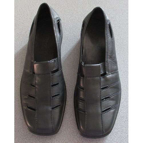 Chaussures Hotter Pour Femme - Modèle Amy - Élastiques Latéraux Pour Faciliter L'enfilage - Noires - Taille 39 (6) - Cuir Nubuck - Souples Et Légères-Semelles Intérieures Amovibles-Hauteur Talon 2.8cm