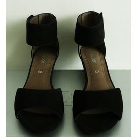 Sandales Noires Attache À La Cheville. Nubuck. Gabor. Pointure 38 1/2