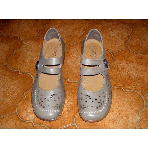 Ballerines Grises Motif Fleurs Jenny By Ara Semelles Marrons Avec Petit Talon 2 Cm Taille 37