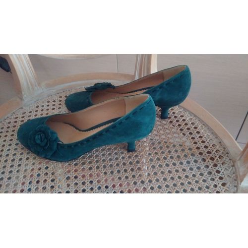 Escarpins Street Shoes 37 Vert-Bleu À Petits Talons