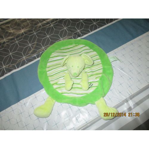 Doudou Plat Rond Vert Souris Tiamo