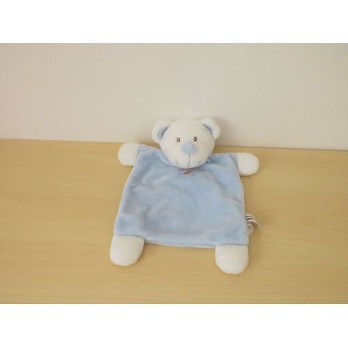 Doudou Ours Blanc Bleu Points Grain De Blé