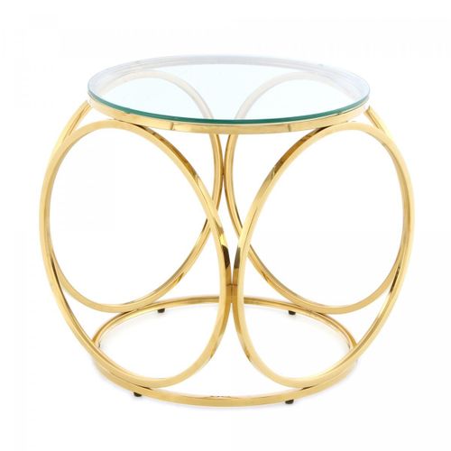Table Basse Fait Main Eru Or 50x50 En Acier Inoxydable