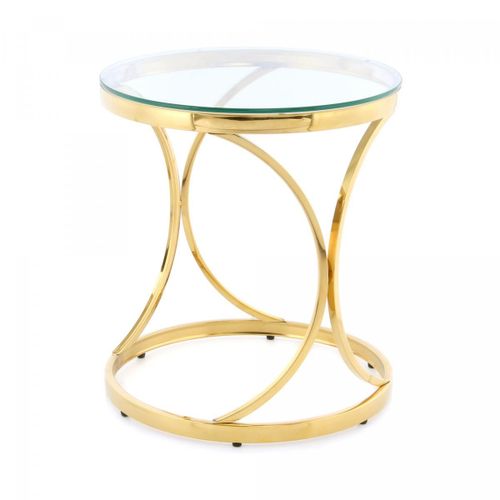 Table Basse Fait Main En Acier Inoxydable Emu 50x50 Clair Et Or