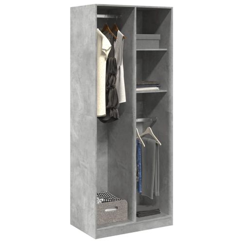 Vidaxl Garde-Robe Gris Béton 80x50x200 Cm Bois D'ingénierie