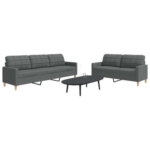 Vidaxl Ensemble De Canapés 2 Pcs Gris Foncé Tissu