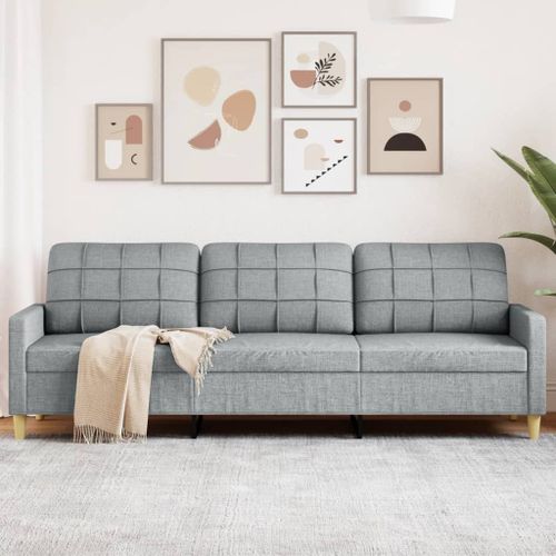 Vidaxl Canapé À 3 Places Gris Clair 210 Cm Tissu