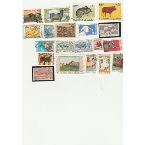 20 Timbres Oblitérés De Divers Pays - Animaux Domestiques