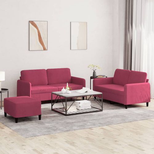 Vidaxl Ensemble De Canapés 3 Pcs Rouge Bordeaux Velours
