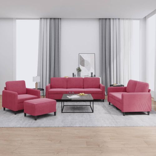 Vidaxl Ensemble De Canapés 4 Pcs Rouge Bordeaux Velours