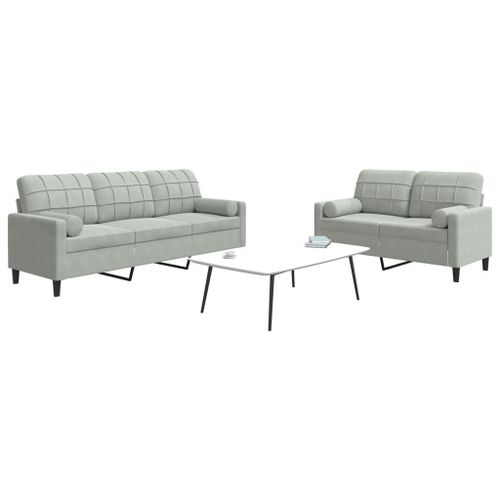Vidaxl Ensemble De Canapés 2 Pcs Et Coussins Et Traversins Velours