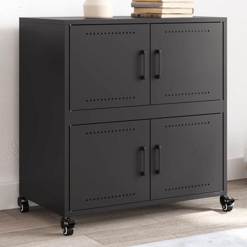 Vidaxl Buffet Noir 68x39x72 Cm Acier