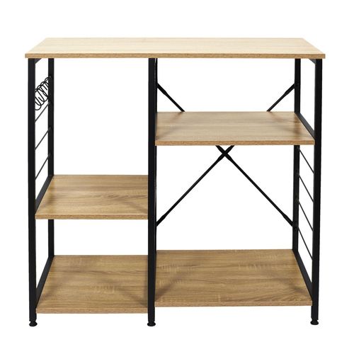 Meuble De Rangement D'appoint Stan - Métal Et Effet Bois - Hauteur 82 Cm