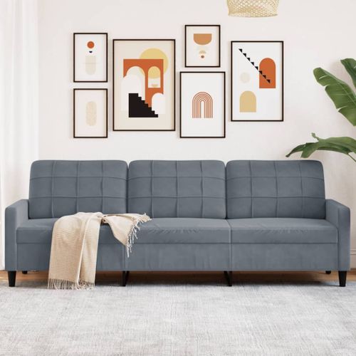 Vidaxl Canapé À 3 Places Gris Foncé 210 Cm Velours