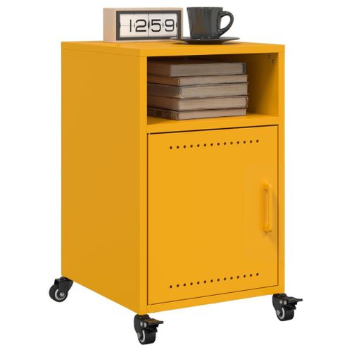 Vidaxl Tables De Chevet 2 Pcs Jaune Moutarde 36x39x59 Cm Acier