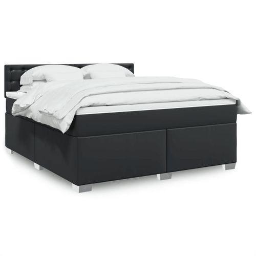 Vidaxl Sommier À Lattes De Lit Avec Matelas Noir 180x200 Cm Similicuir