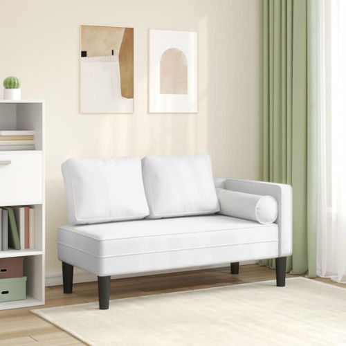 Vidaxl Chaise Longue Avec Coussins Blanc Similicuir