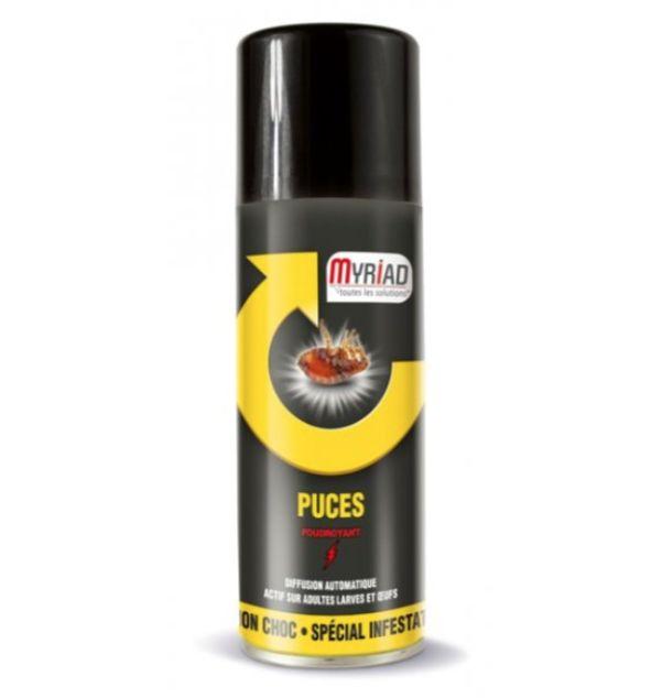 MYRIAD SPRAY 200 ML ANTI PUCES FOUDROYANT 3275970027457 DIFFUSION  AUTOMATIQUE ACTION CHOC SPECIAL INFESTATION PROTECTION MAISON INSECTICIDE  MOQUETTE AEROSOL BOMBE VETEMENT COMASOUND KARTEL CSK