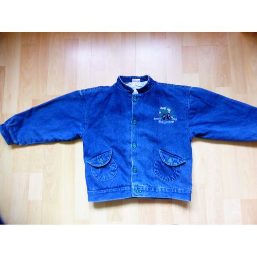 Veste Blouson En Jean Enfant Bleue Avec Broderie Taille 6 Ans