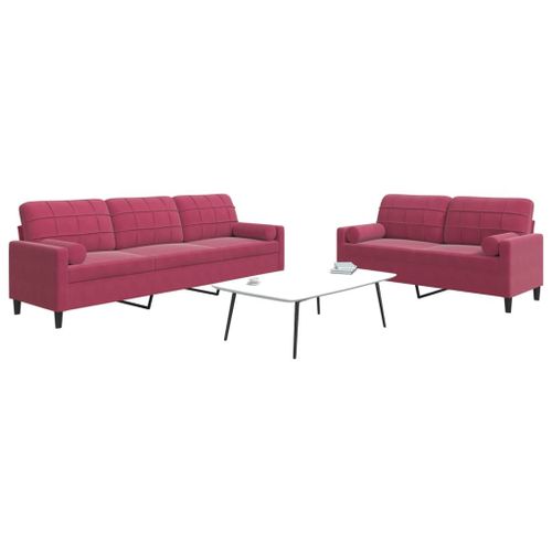 Vidaxl Ensemble De Canapés 2 Pcs Avec Coussins Et Traversins Velours