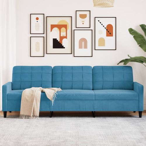 Vidaxl Canapé À 3 Places Bleu 210 Cm Velours