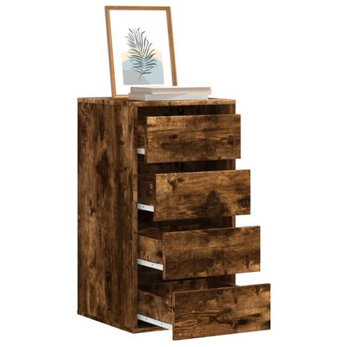 Vidaxl Commode D'angle Chêne Fumé 40x41x76 Cm Bois D'ingénierie