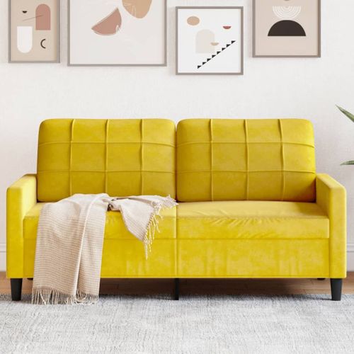 Vidaxl Canapé À 2 Places Jaune 140 Cm Velours