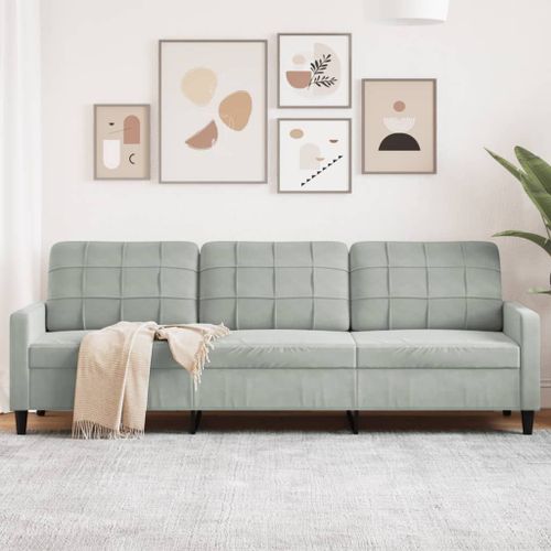 Vidaxl Canapé À 3 Places Gris Clair 210 Cm Velours