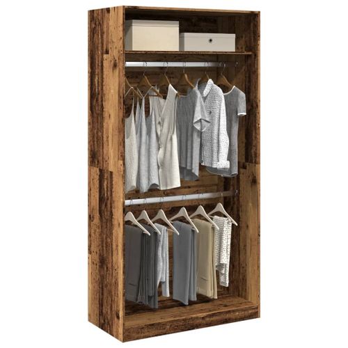 Vidaxl Garde-Robe Vieux Bois 100x50x200 Cm Bois D'ingénierie