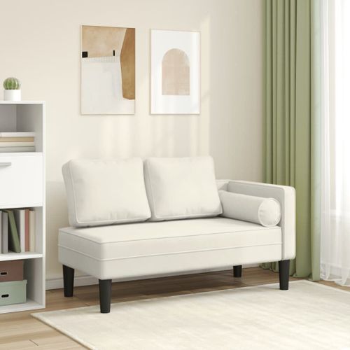 Vidaxl Chaise Longue Avec Coussins Crème Velours
