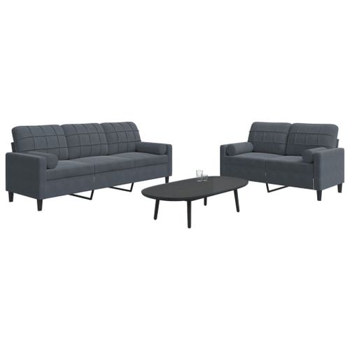Vidaxl Ensemble De Canapés 2 Pcs Avec Coussins Et Traversins Velours