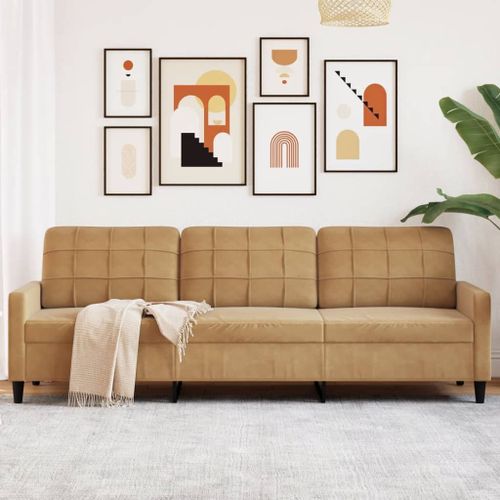 Vidaxl Canapé À 3 Places Marron 210 Cm Velours
