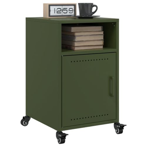 Vidaxl Tables De Chevet 2 Pcs Vert Olive 36x39x59 Cm Acier