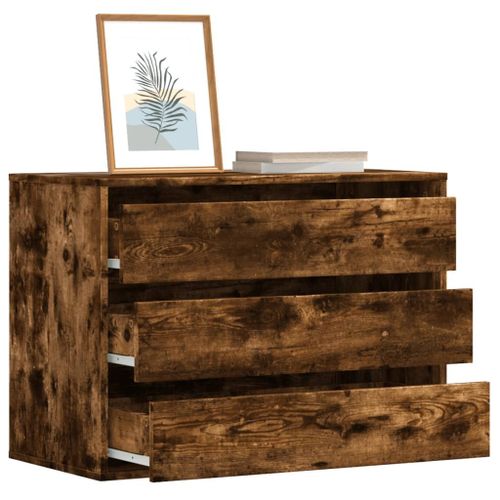 Vidaxl Commode D'angle Chêne Fumé 80x41x58 Cm Bois D'ingénierie