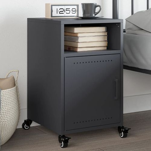 Vidaxl Table De Chevet Anthracite 36x39x59 Cm Acier